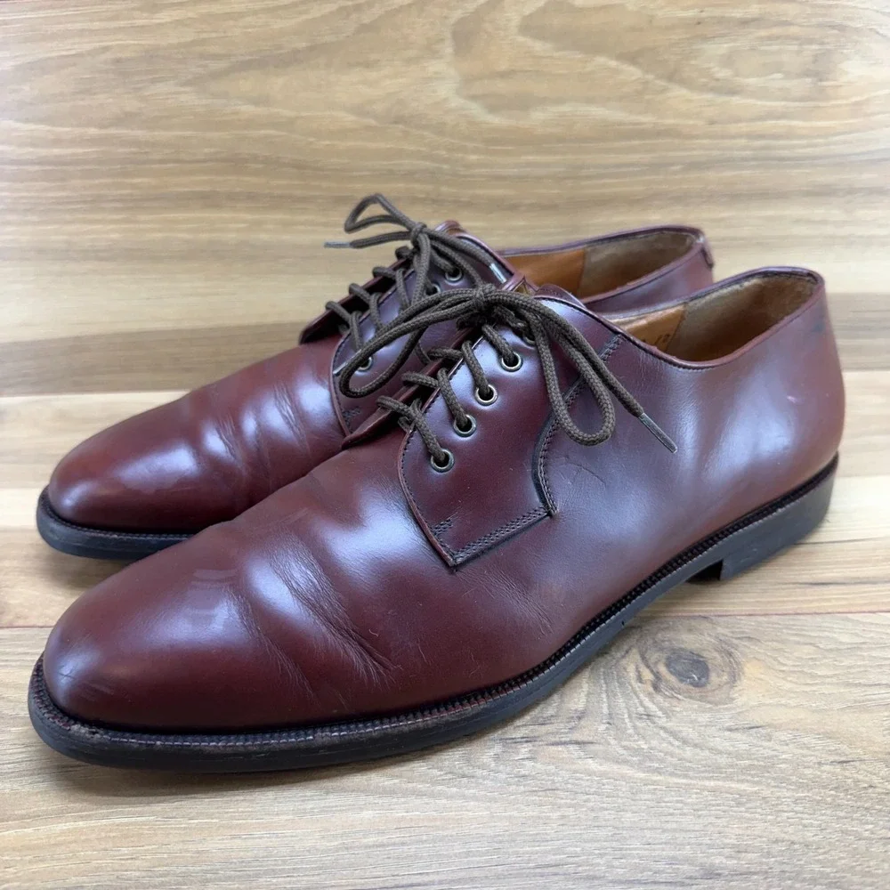 Salvatore Ferragamo Derby Mens 12 D Reddish Brown Dress Shoes‎